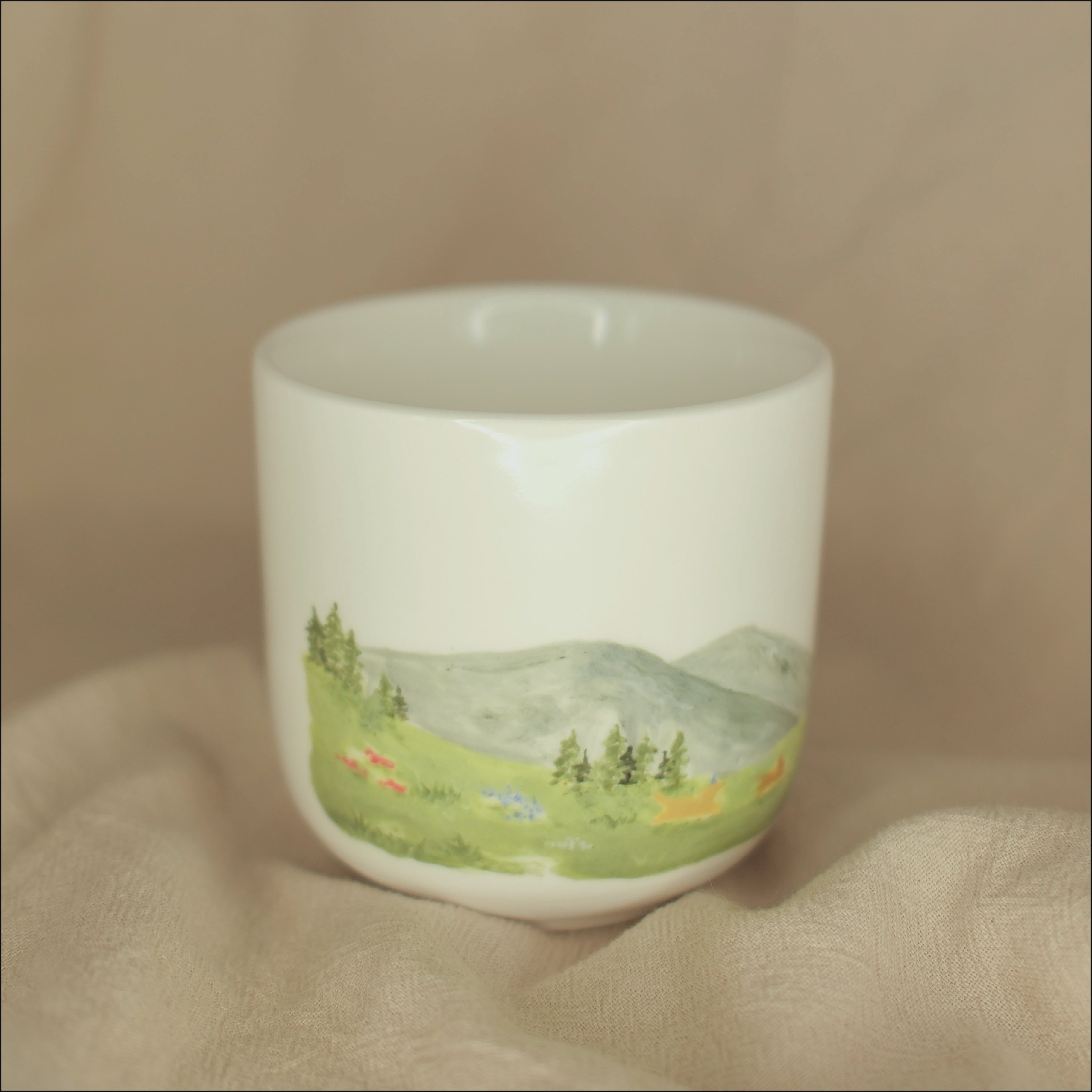 A Tea Party with a Mountain View - Cup (Panoramic)